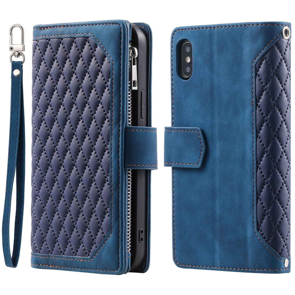 iPhone X/XS Wallet/Purse Quilted Blue