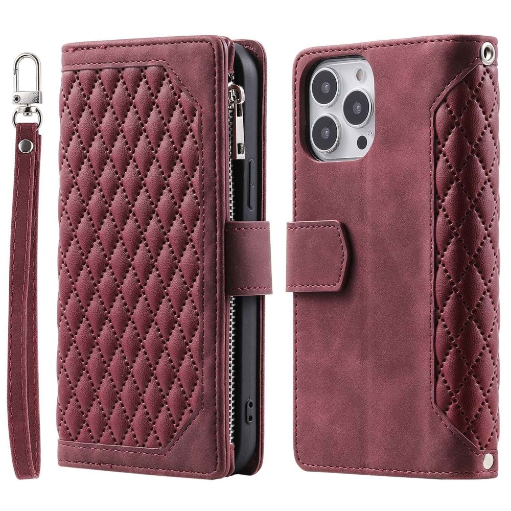 iPhone 14 Pro Wallet/Purse Quilted Red