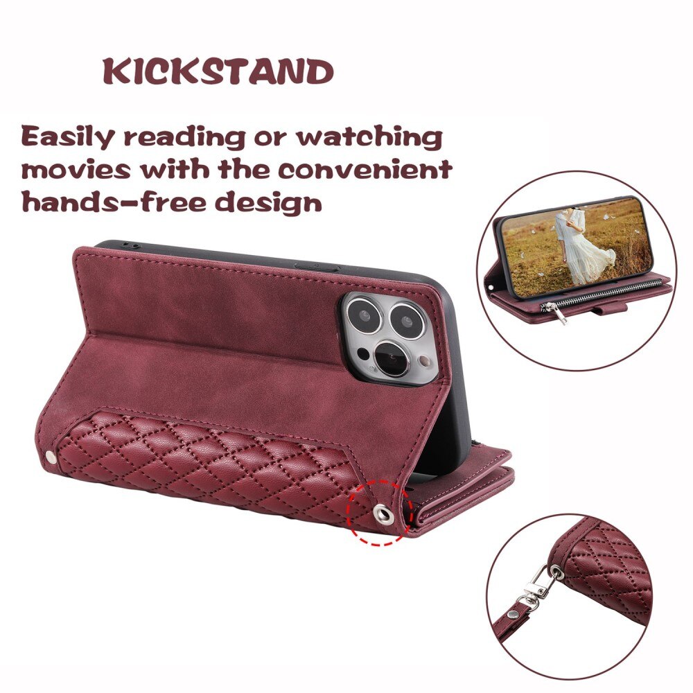 Apple iPhone 14 Pro Wallet/Purse Quilted Red