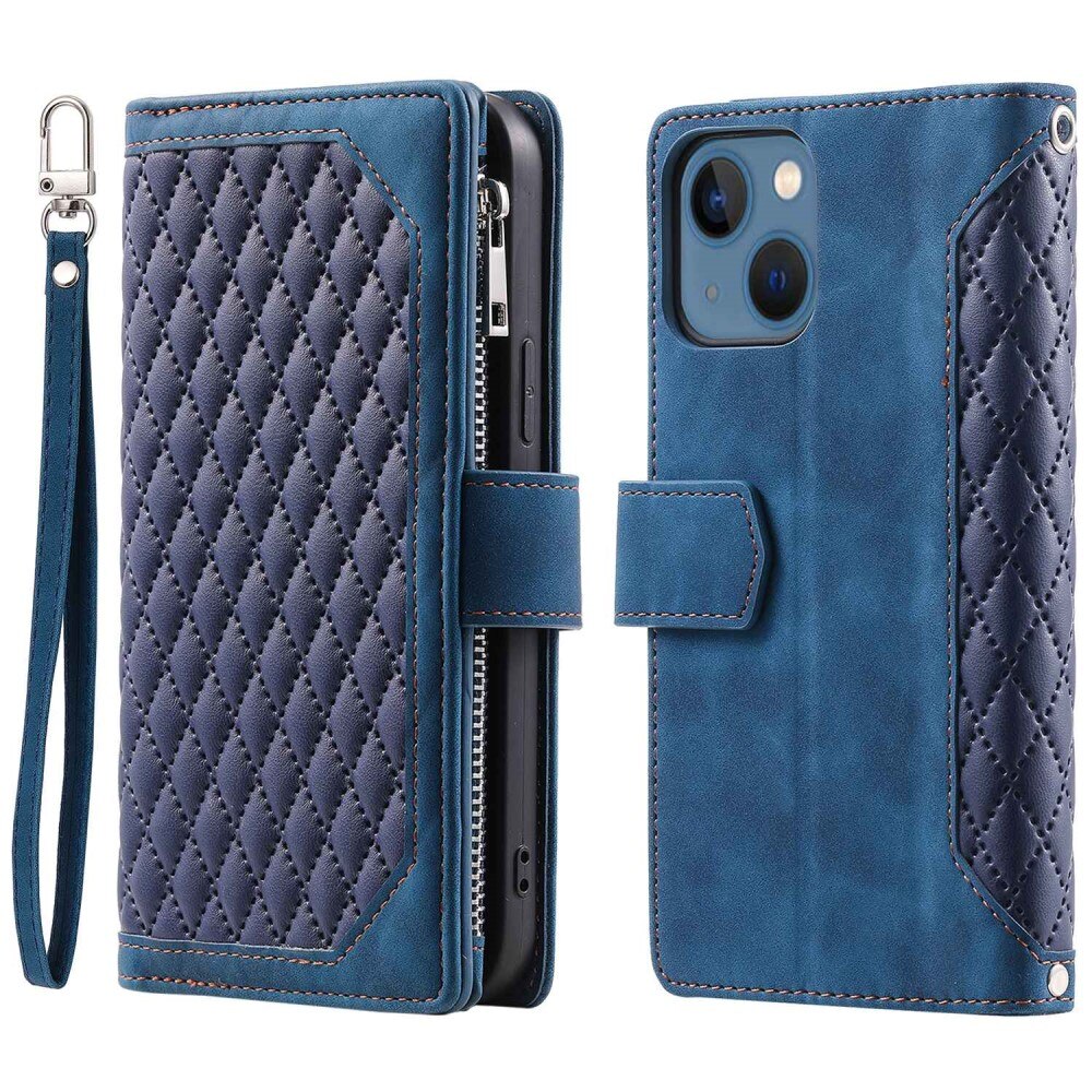 iPhone 14 Wallet/Purse Quilted Blue