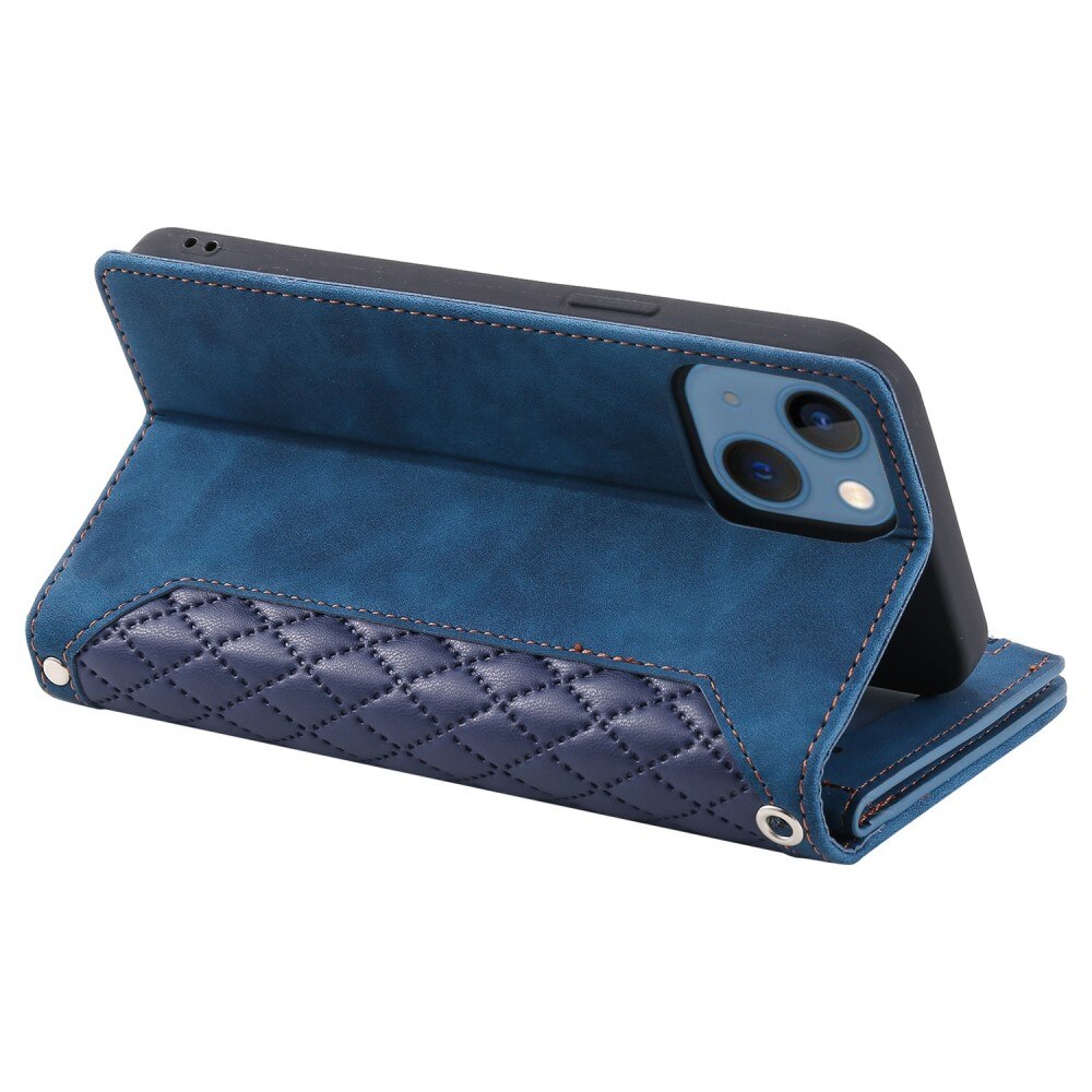 iPhone 14 Wallet/Purse Quilted Blue