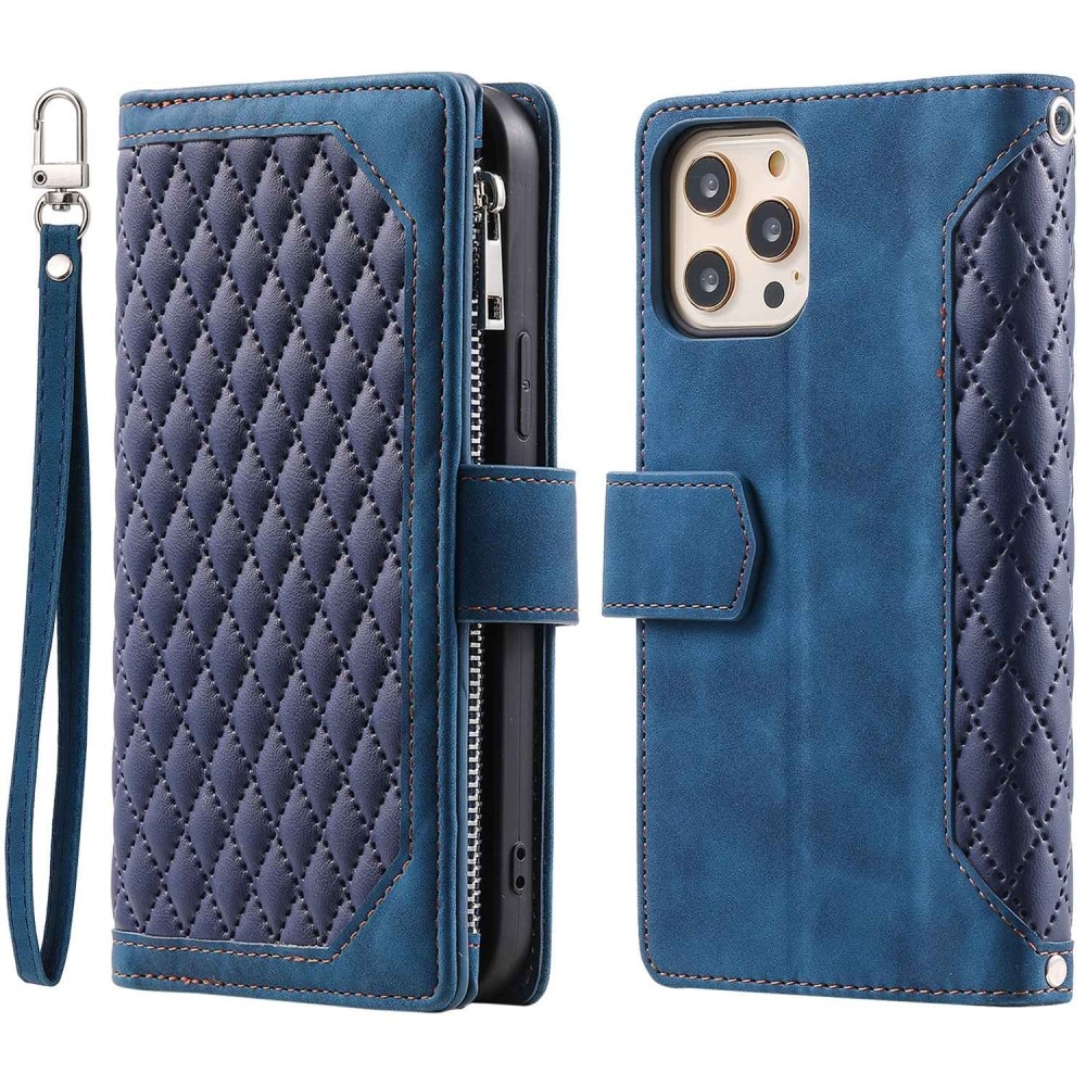 iPhone 12/12 Pro Wallet/Purse Quilted Blue