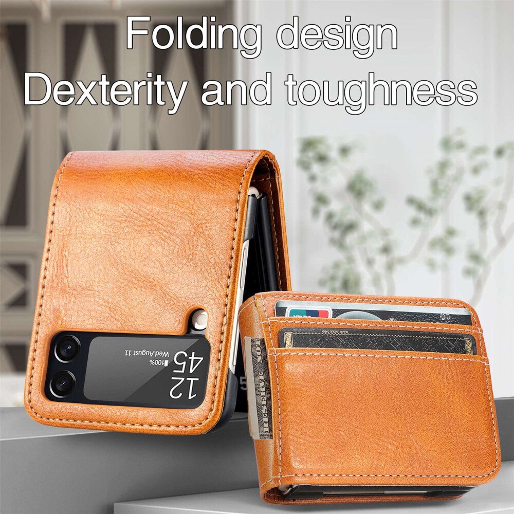 Samsung Galaxy Z Flip 4 Wallet Book Cover Brown