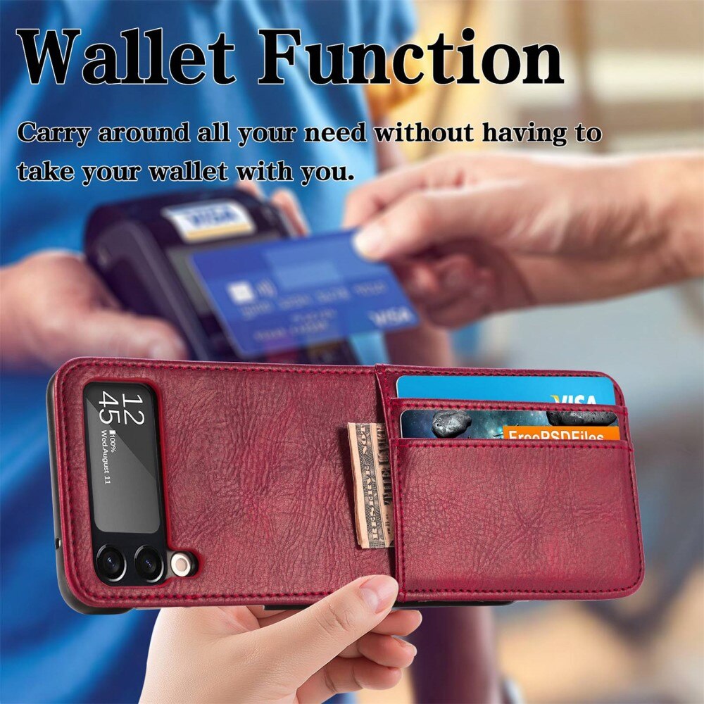 Samsung Galaxy Z Flip 4 Wallet Book Cover Red