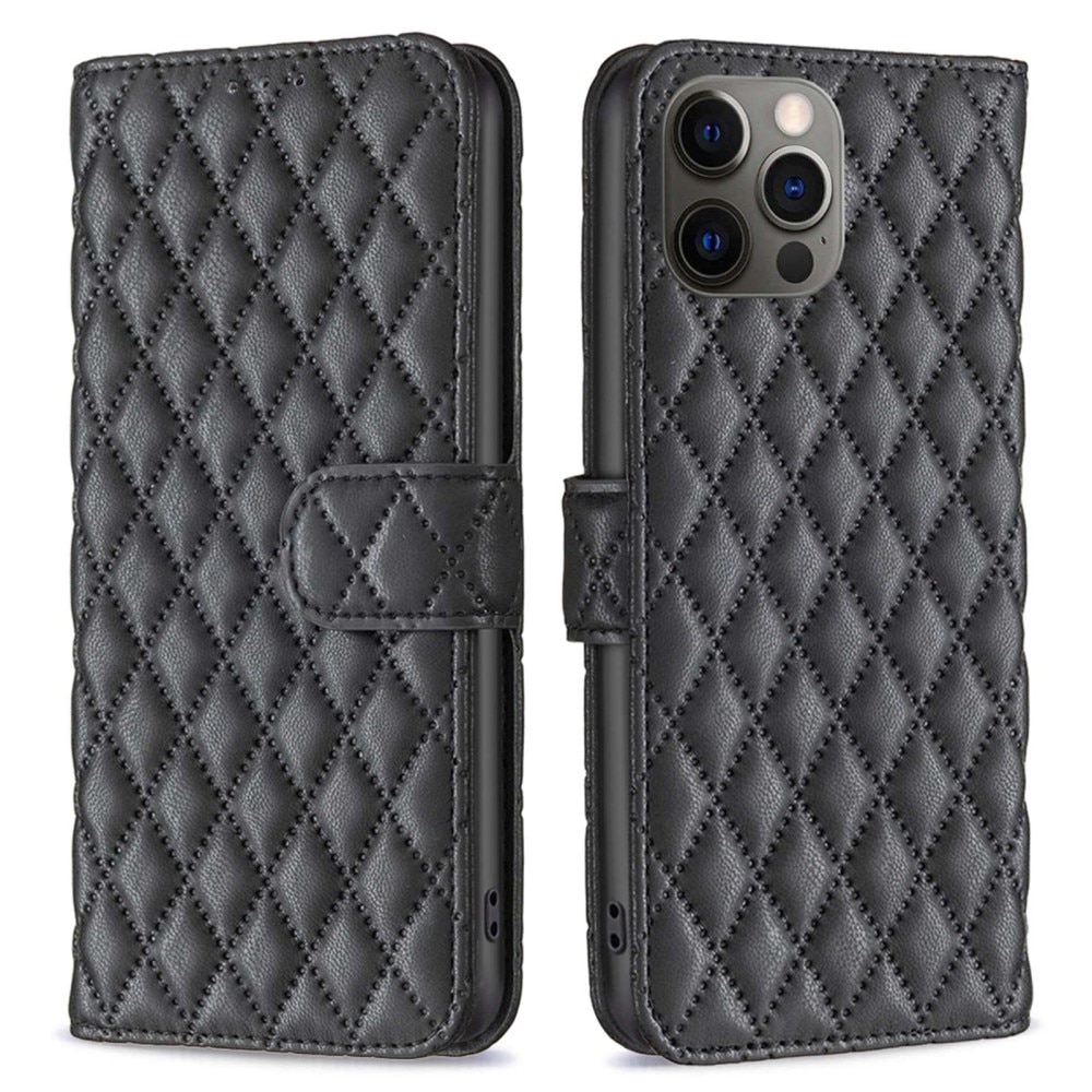 iPhone 12/12 Pro Wallet Case Quilted Black