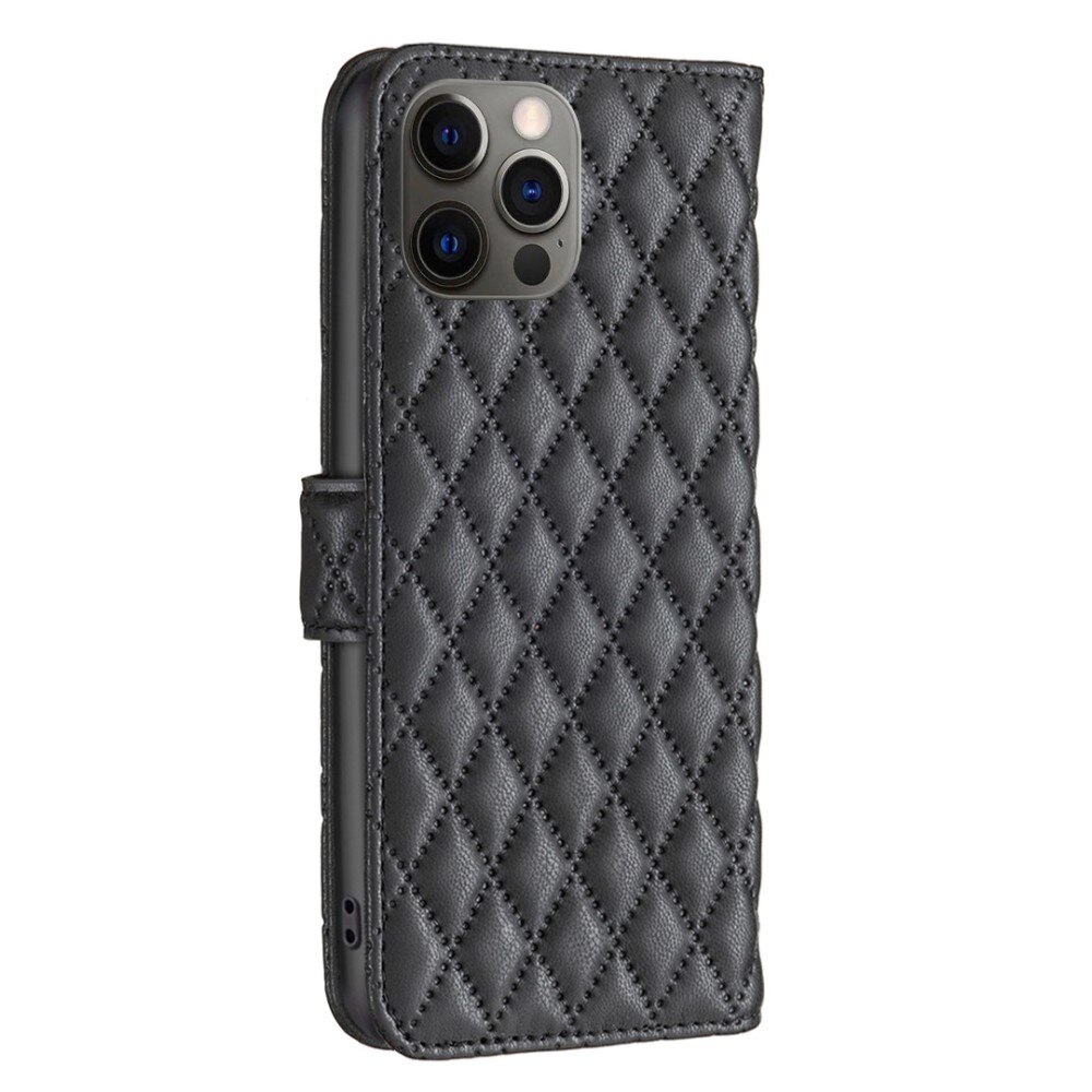 iPhone 12/12 Pro Wallet Case Quilted Black