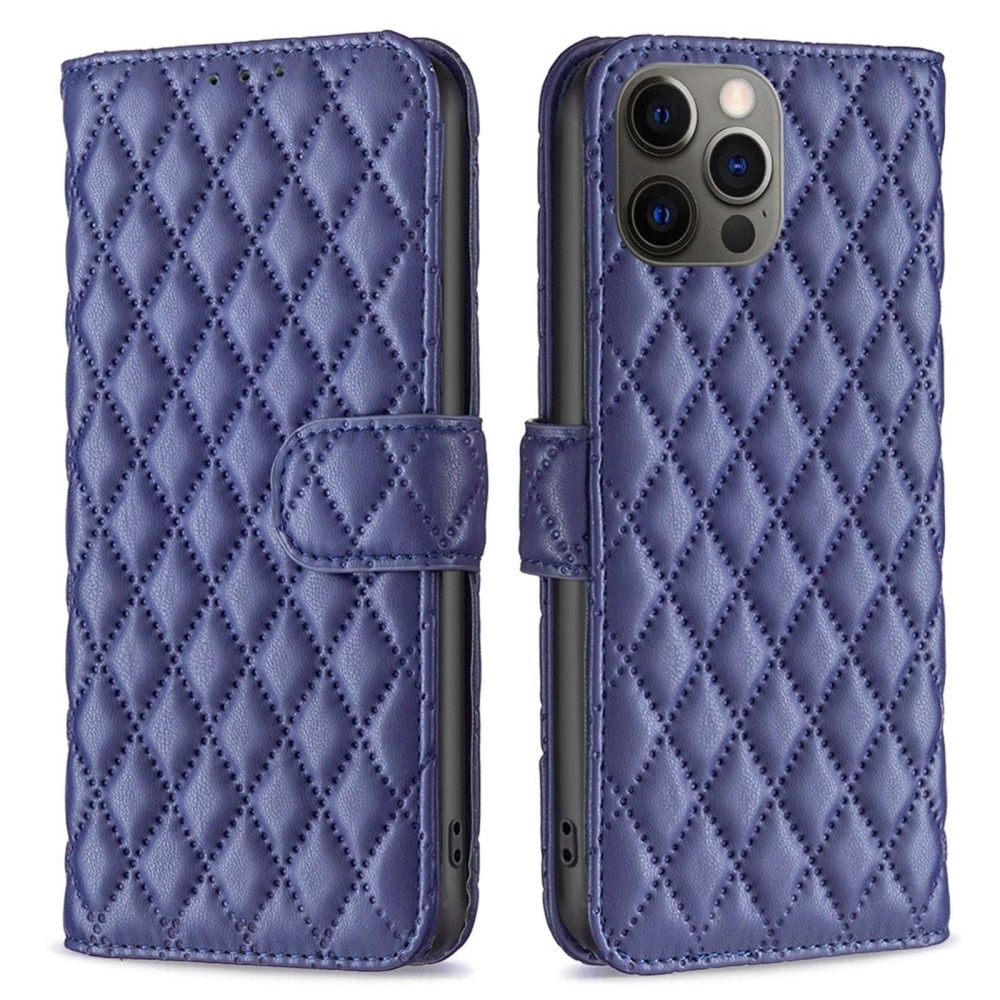 iPhone 12/12 Pro Wallet Case Quilted Blue