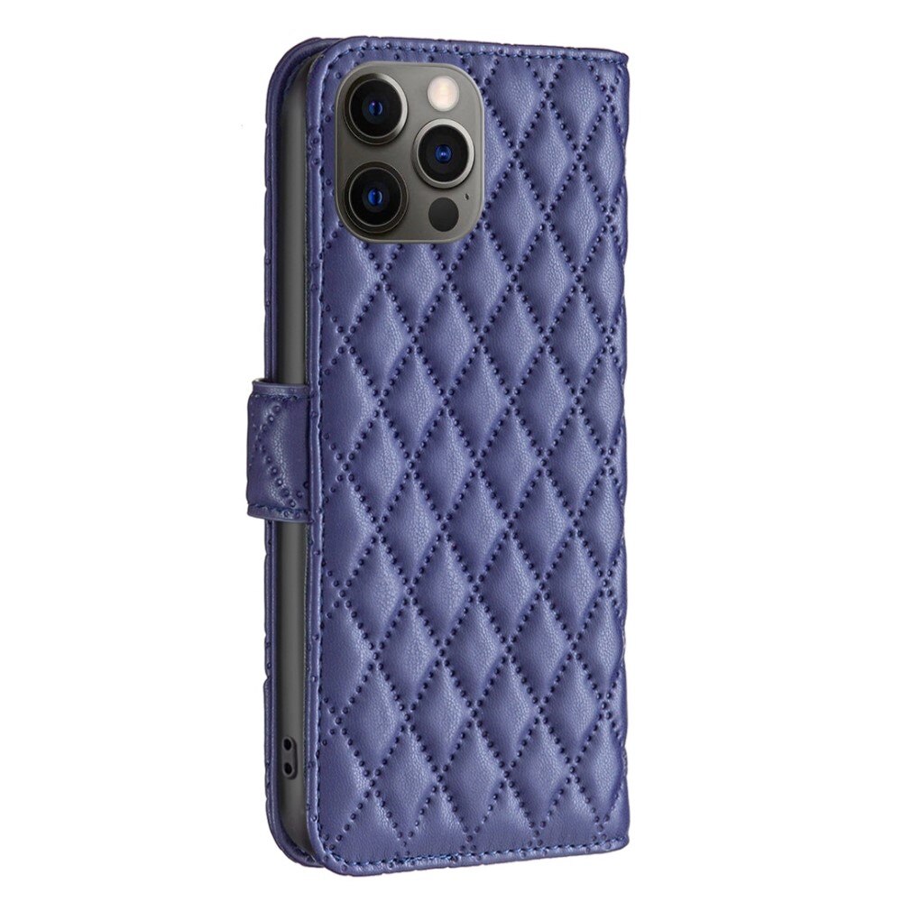 iPhone 12/12 Pro Wallet Case Quilted Blue