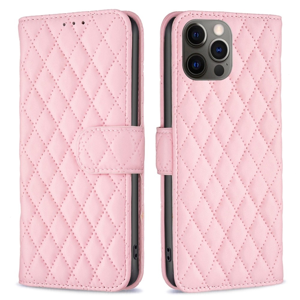 iPhone 12/12 Pro Wallet Case Quilted Pink