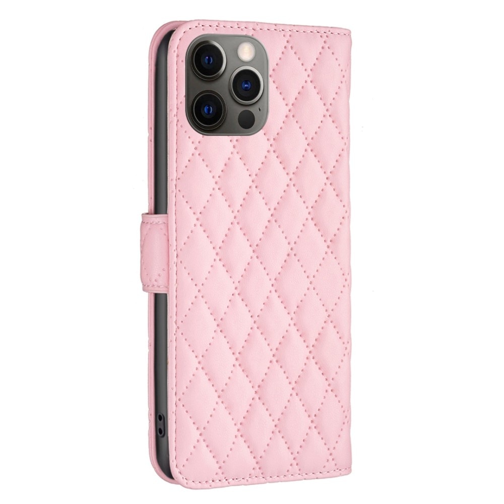 iPhone 12/12 Pro Wallet Case Quilted Pink