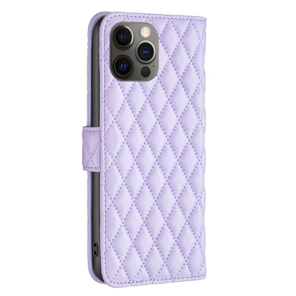 iPhone 12/12 Pro Wallet Case Quilted Purple