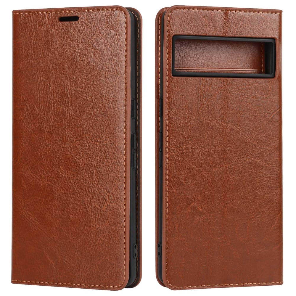 Google Pixel 7 Pro Genuine Leather Wallet Case Brown