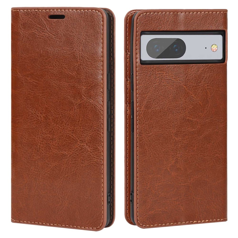 Google Pixel 7 Genuine Leather Wallet Case Brown