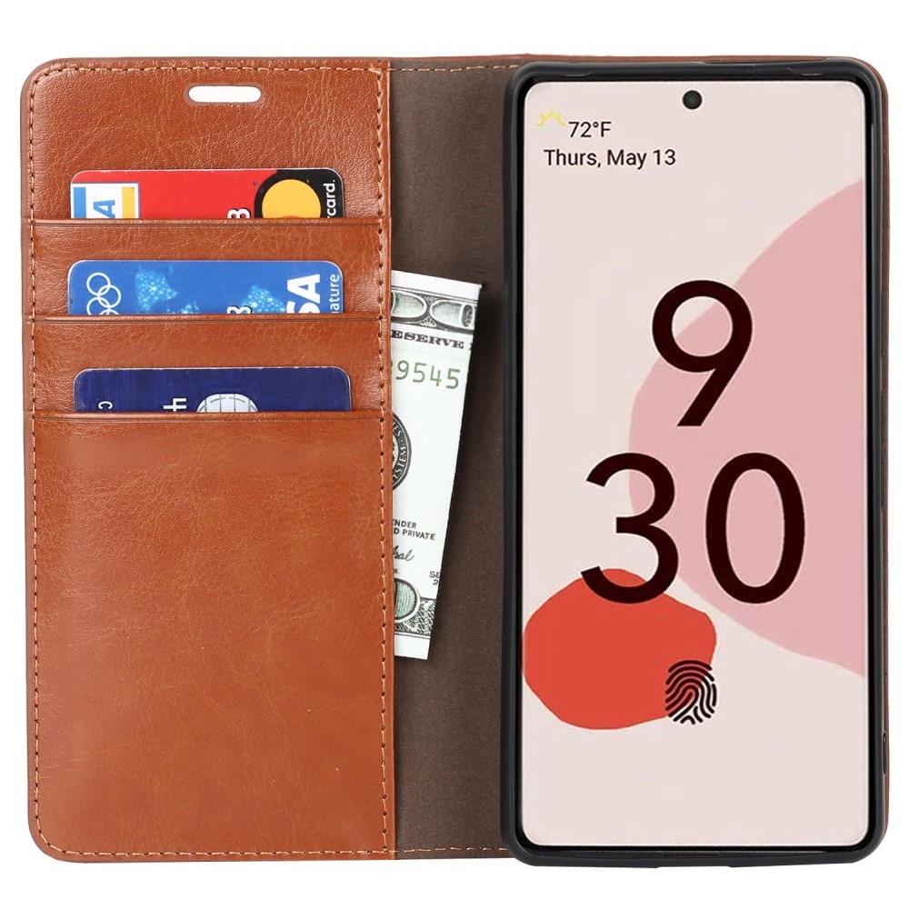 Google Pixel 7 Genuine Leather Wallet Case Brown