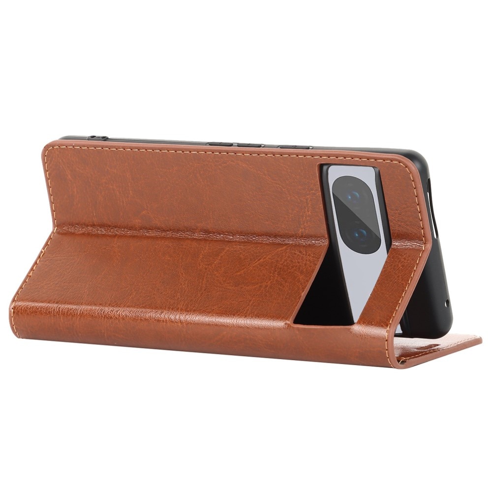 Google Pixel 7 Genuine Leather Wallet Case Brown