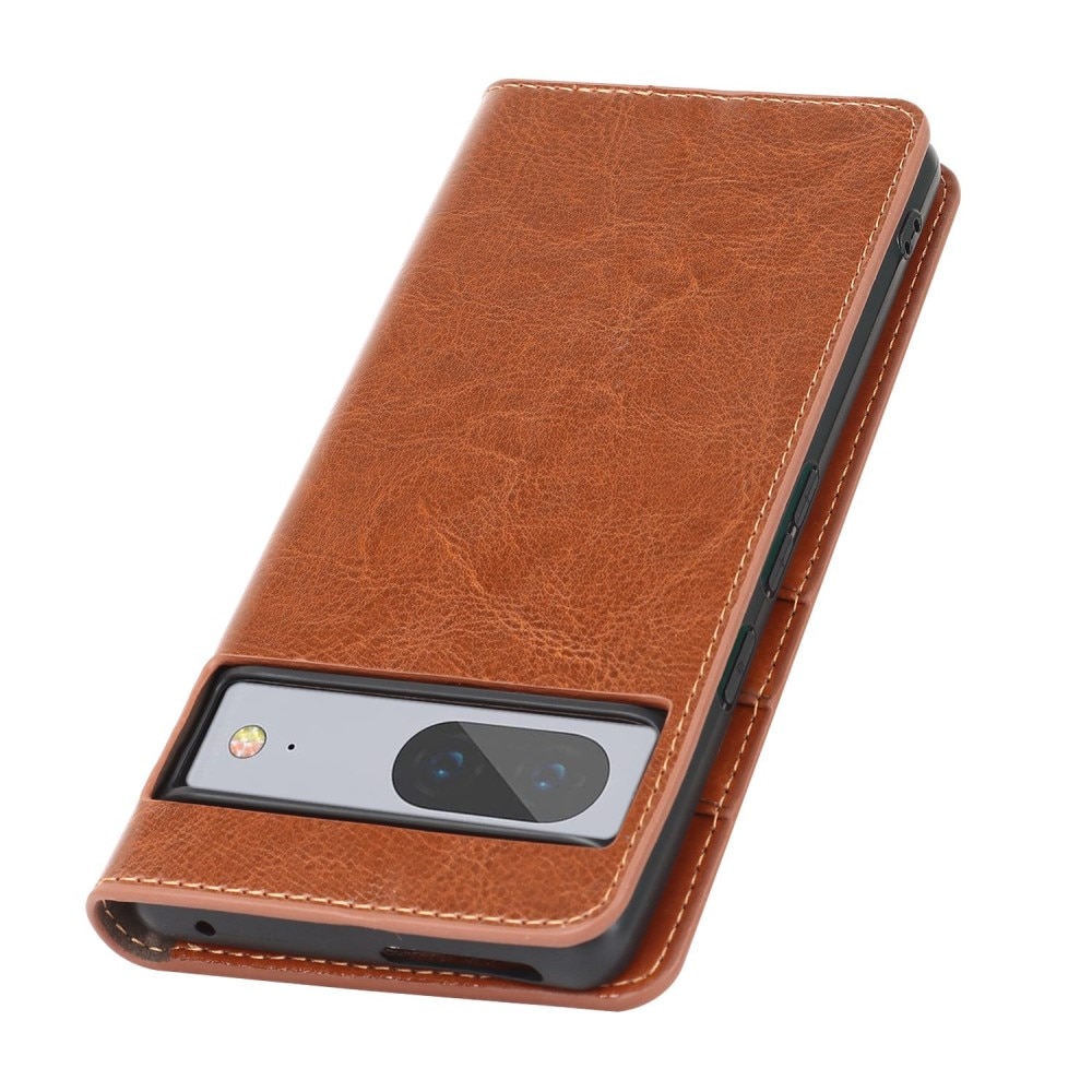 Google Pixel 7 Genuine Leather Wallet Case Brown