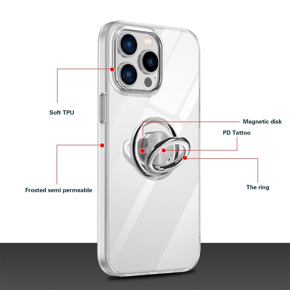 iPhone 14 Pro Finger Ring Kickstand TPU Case Transparent