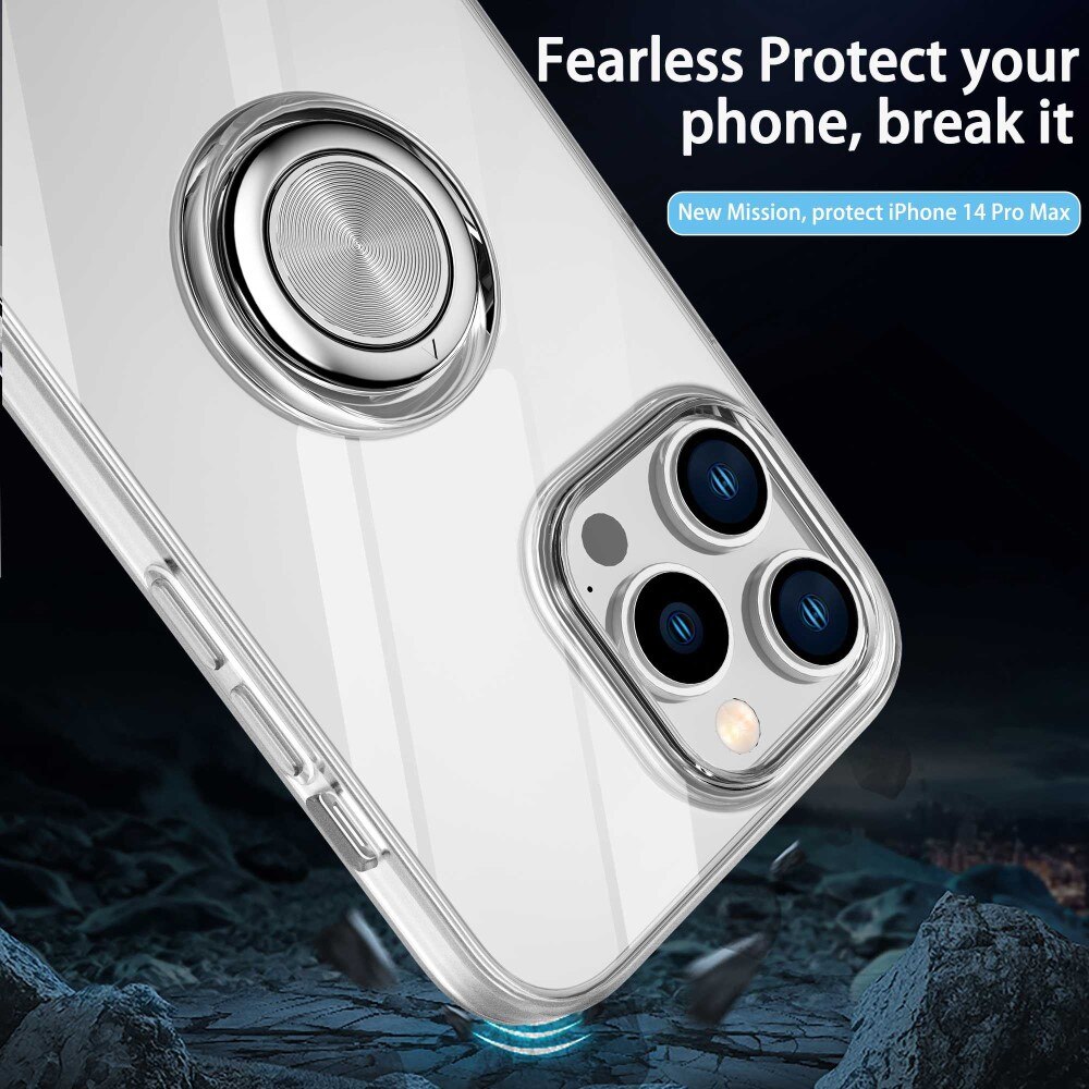 iPhone 14 Pro Finger Ring Kickstand TPU Case Transparent