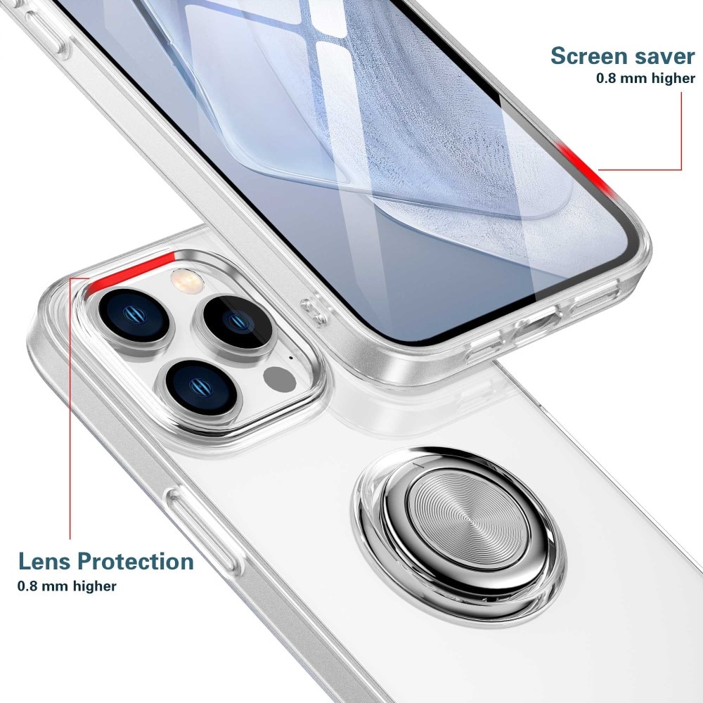 iPhone 14 Pro Finger Ring Kickstand TPU Case Transparent