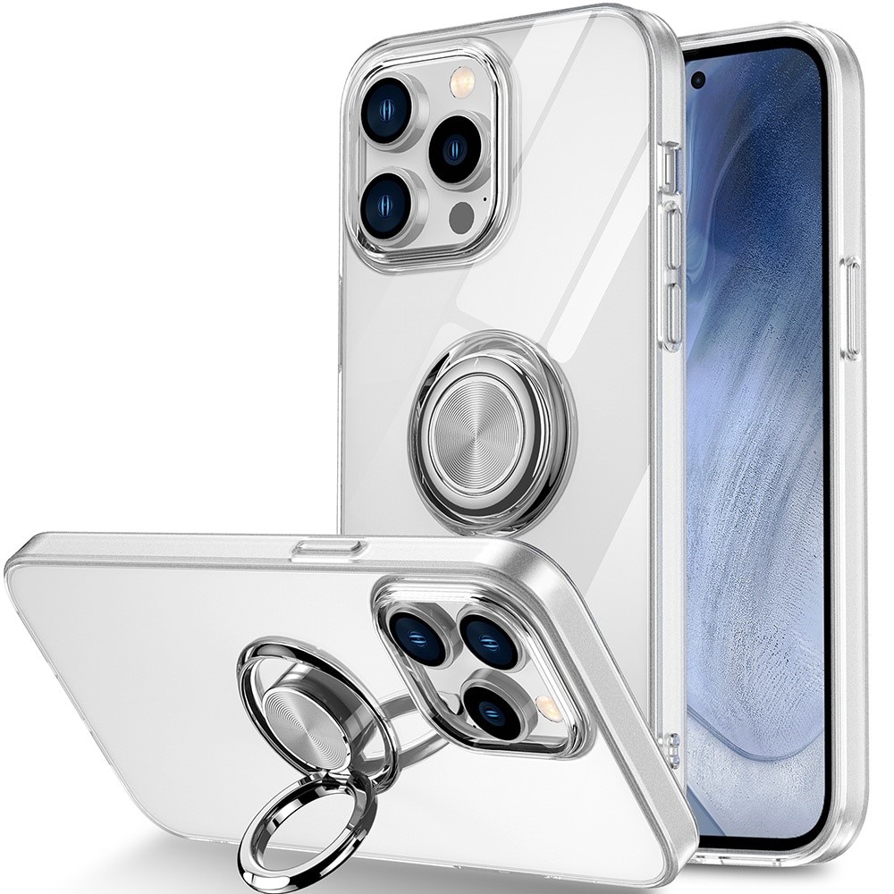 iPhone 14 Pro Max Finger Ring Kickstand TPU Case Transparent