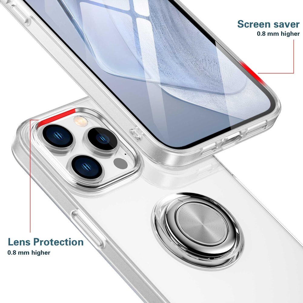 iPhone 14 Pro Max Finger Ring Kickstand TPU Case Transparent