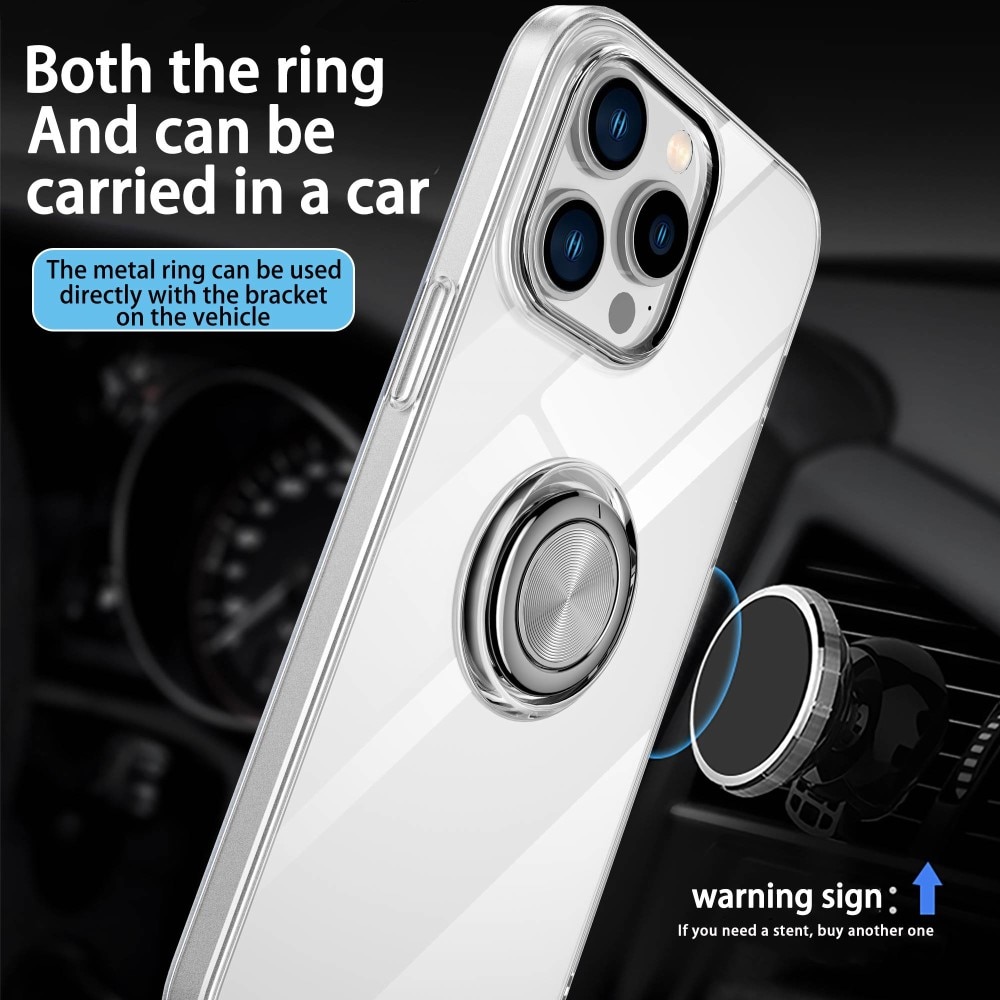iPhone 14 Plus Finger Ring Kickstand TPU Case Transparent