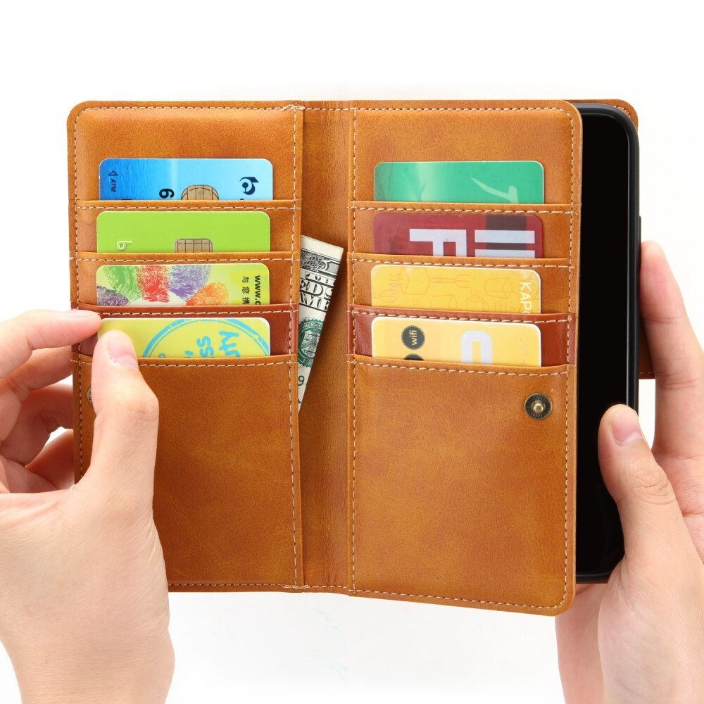 iPhone 14 Multi-slot Leather Cover Brown