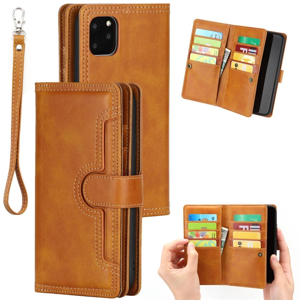 iPhone 14 Multi-slot Leather Cover Brown