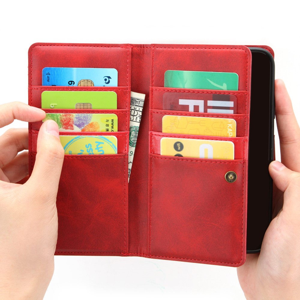 iPhone 14 Multi-slot Leather Cover Red