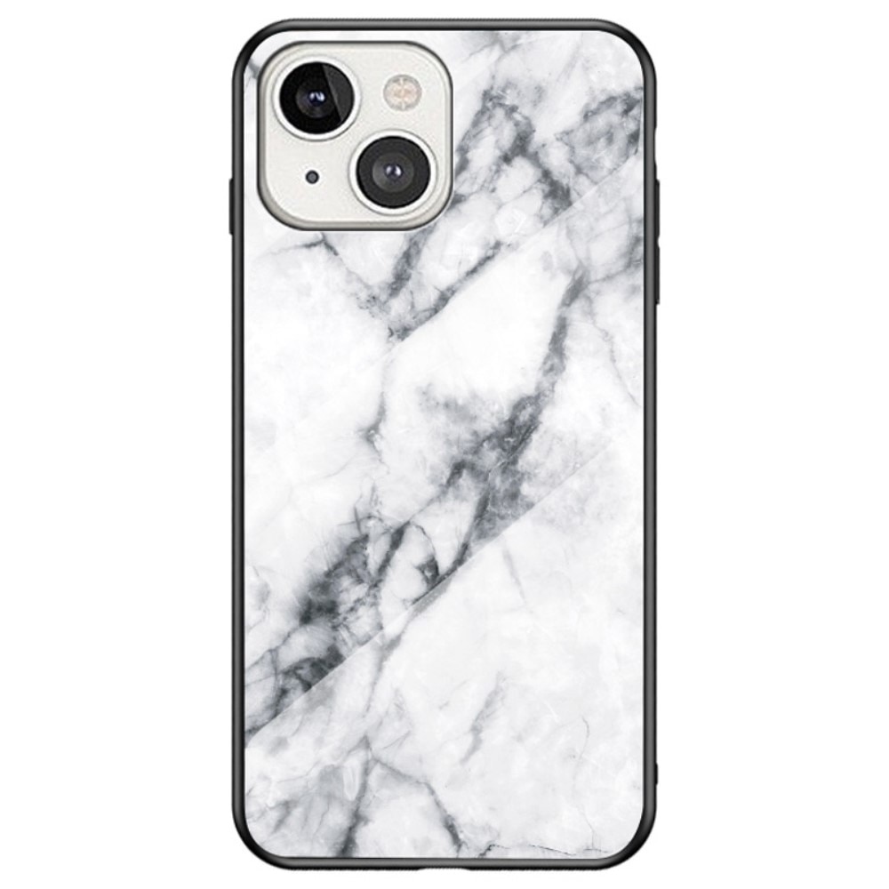 iPhone 14 Plus Tempered Glass Case White Marble