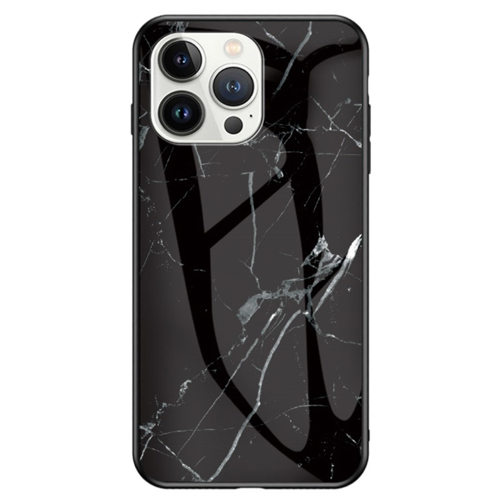 iPhone 14 Pro Tempered Glass Case Black Marble