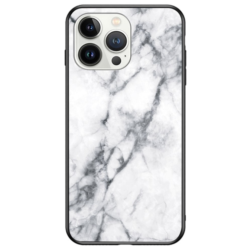 iPhone 14 Pro Tempered Glass Case White Marble