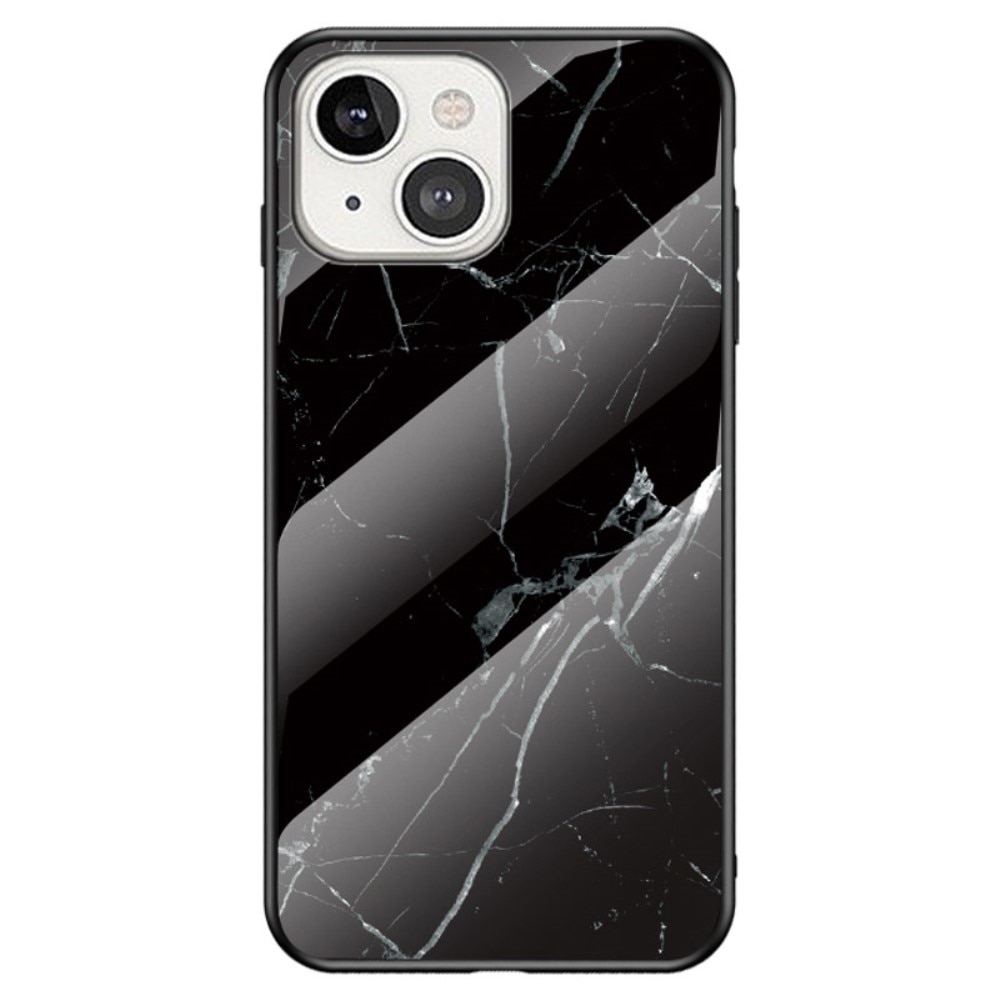 iPhone 14 Tempered Glass Case Black Marble