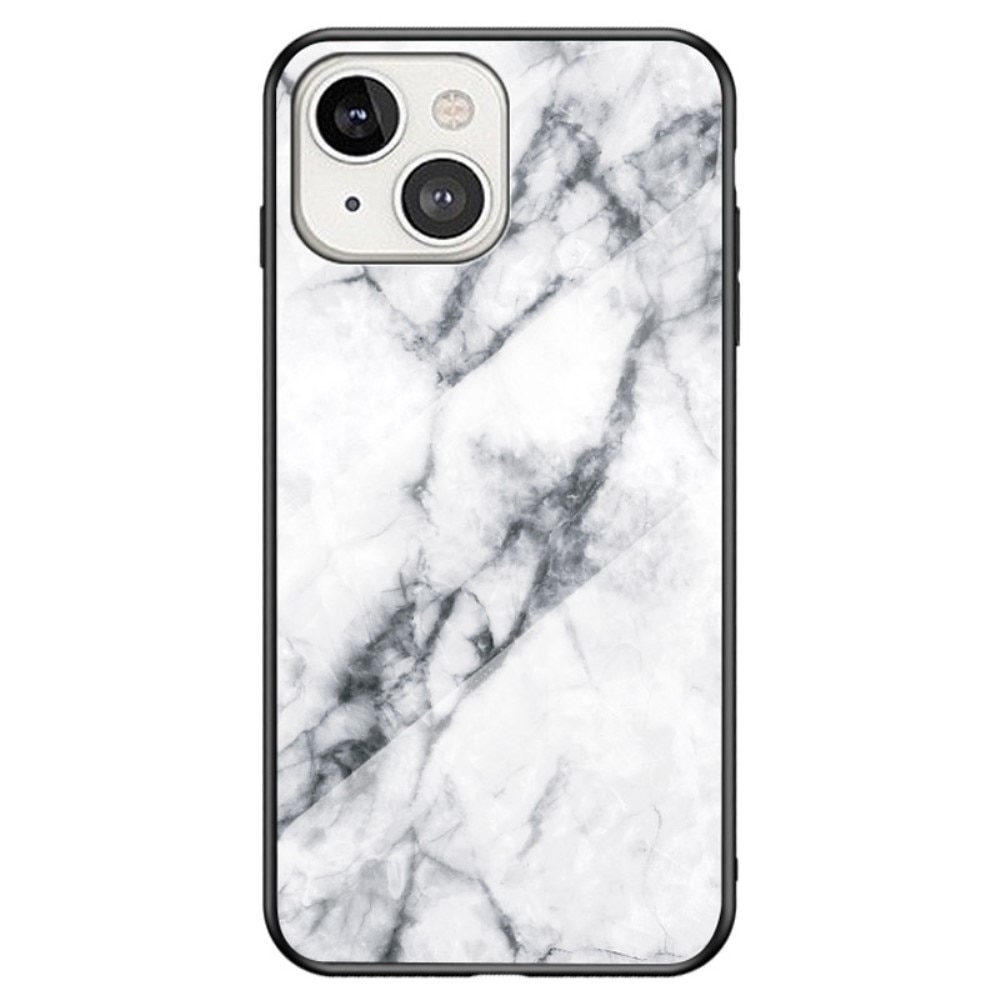 iPhone 14 Tempered Glass Case White Marble