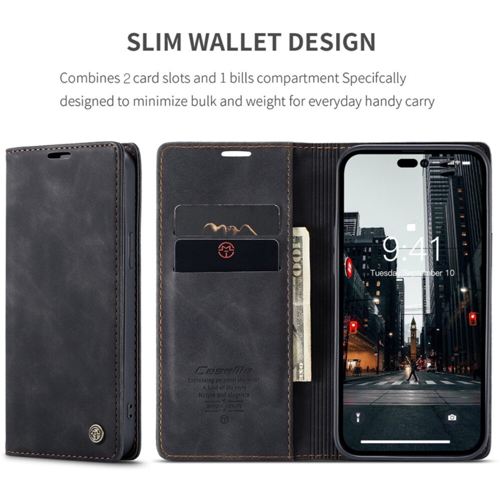 iPhone 14 Pro Max Slim Wallet Case Black