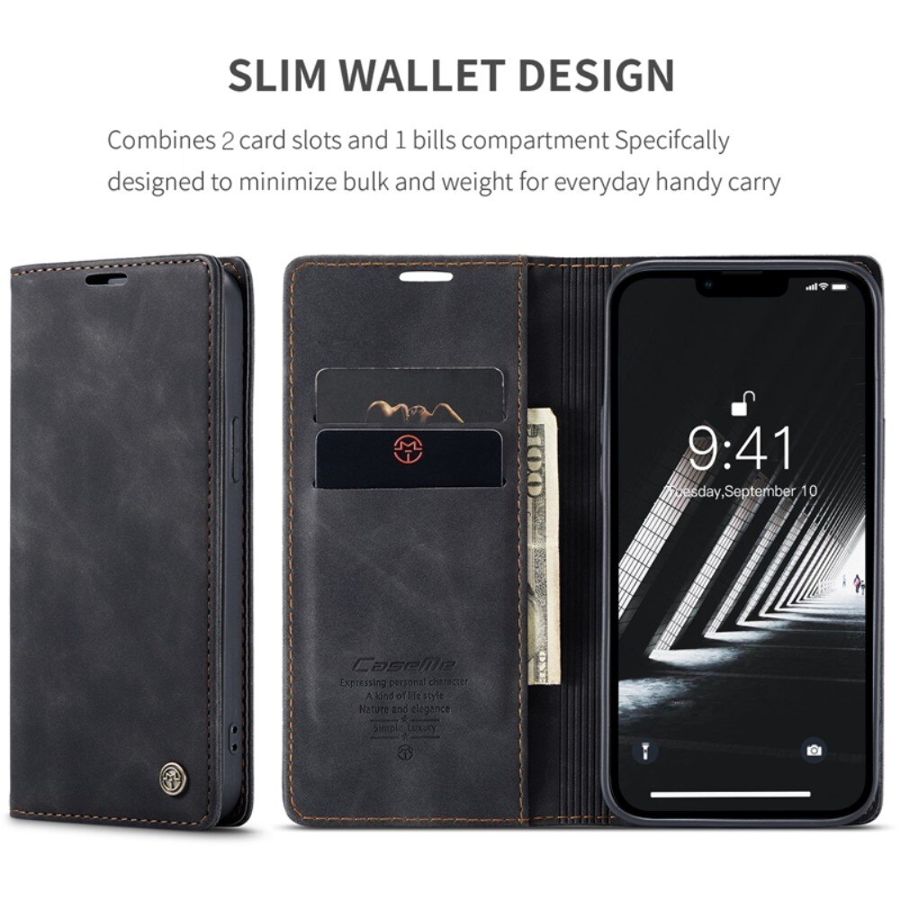 iPhone 14 Plus Slim Wallet Case Black