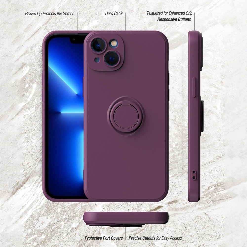 iPhone 14 Hard Case w. Ring Holder Purple