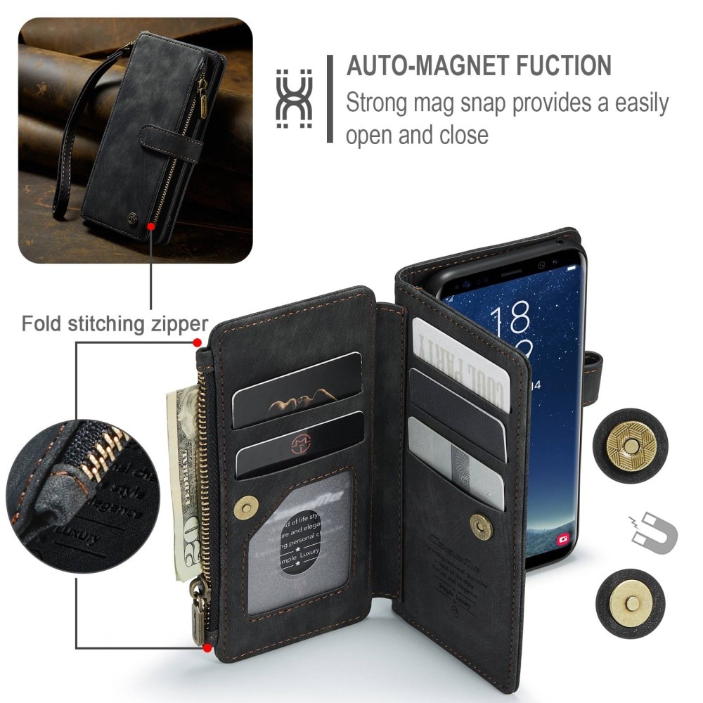 Samsung Galaxy S22 Zipper Wallet Book Cover Black