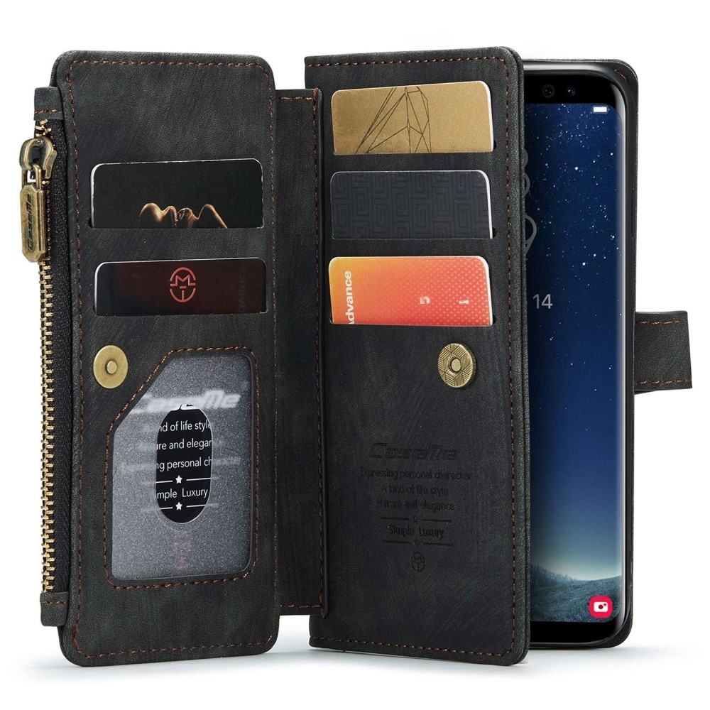 Samsung Galaxy S22 Zipper Wallet Book Cover Black