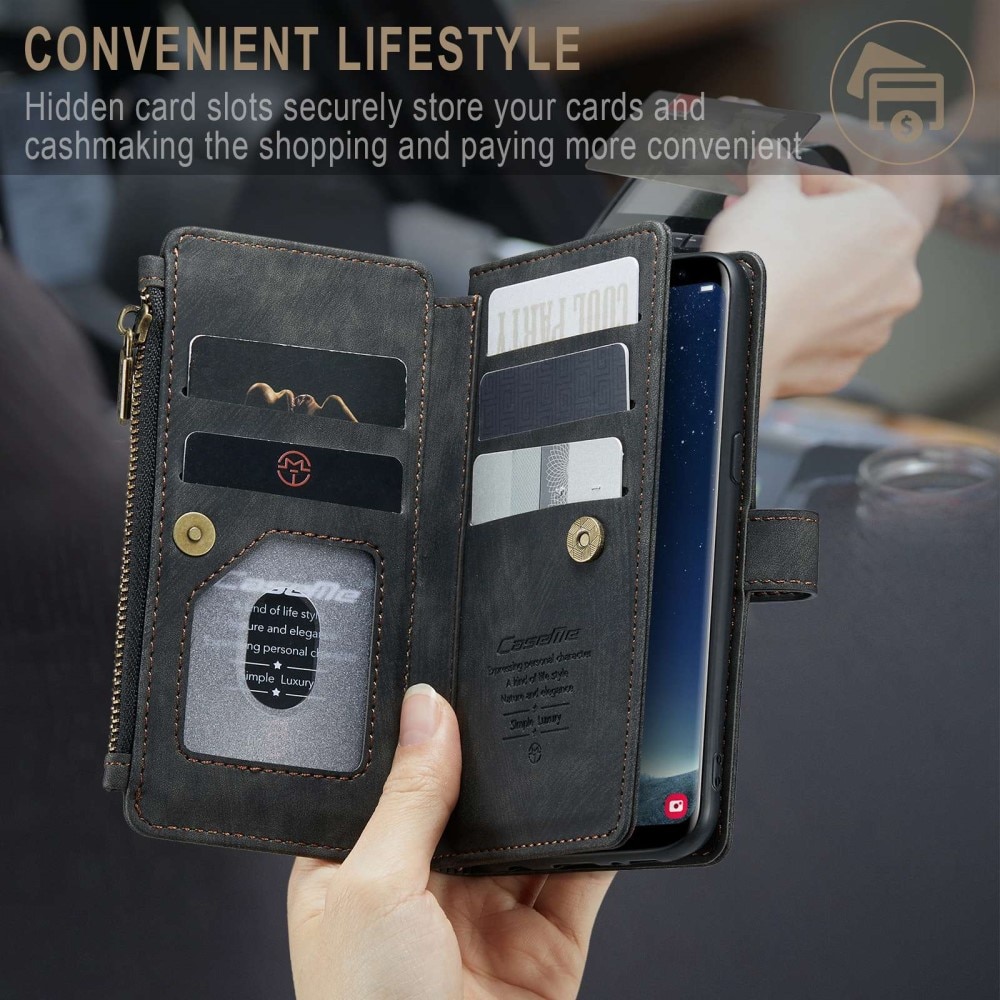 Samsung Galaxy S22 Zipper Wallet Book Cover Black