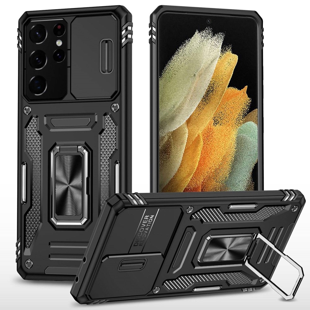 Samsung Galaxy S21 Ultra Hybrid Case Tech Ring w. Camera Protector Black