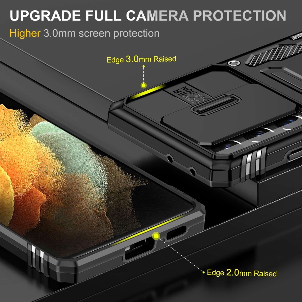 Samsung Galaxy S21 Ultra Hybrid Case Tech Ring w. Camera Protector Black