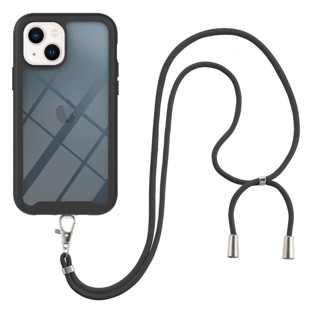 iPhone 14 Full Cover Case Black w. Neck Strap