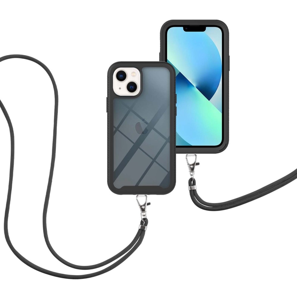 iPhone 14 Full Cover Case Black w. Neck Strap