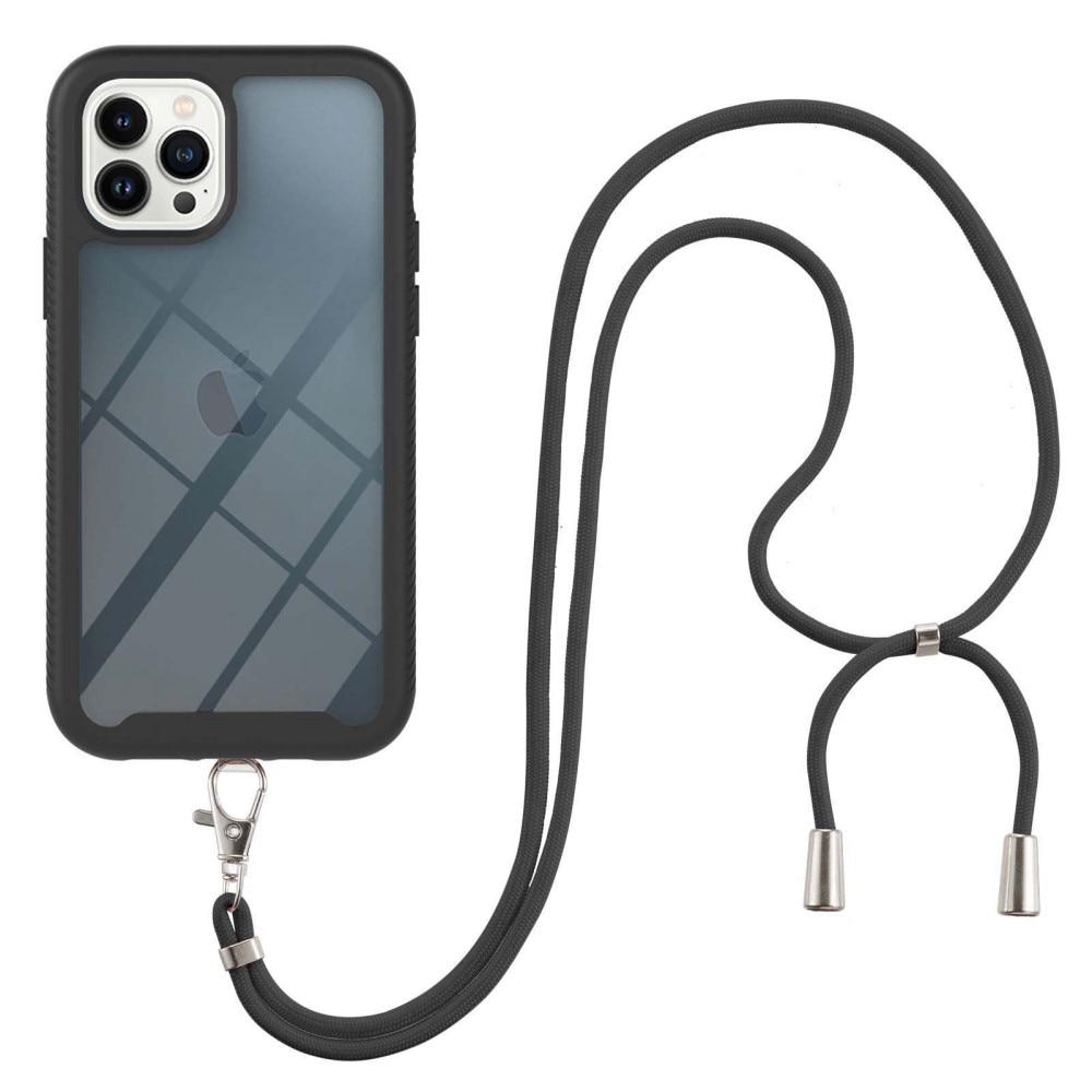 iPhone 14 Pro Full Cover Case Black w. Neck Strap