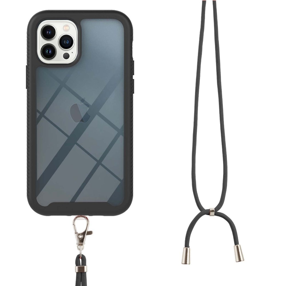 iPhone 14 Pro Full Cover Case Black w. Neck Strap