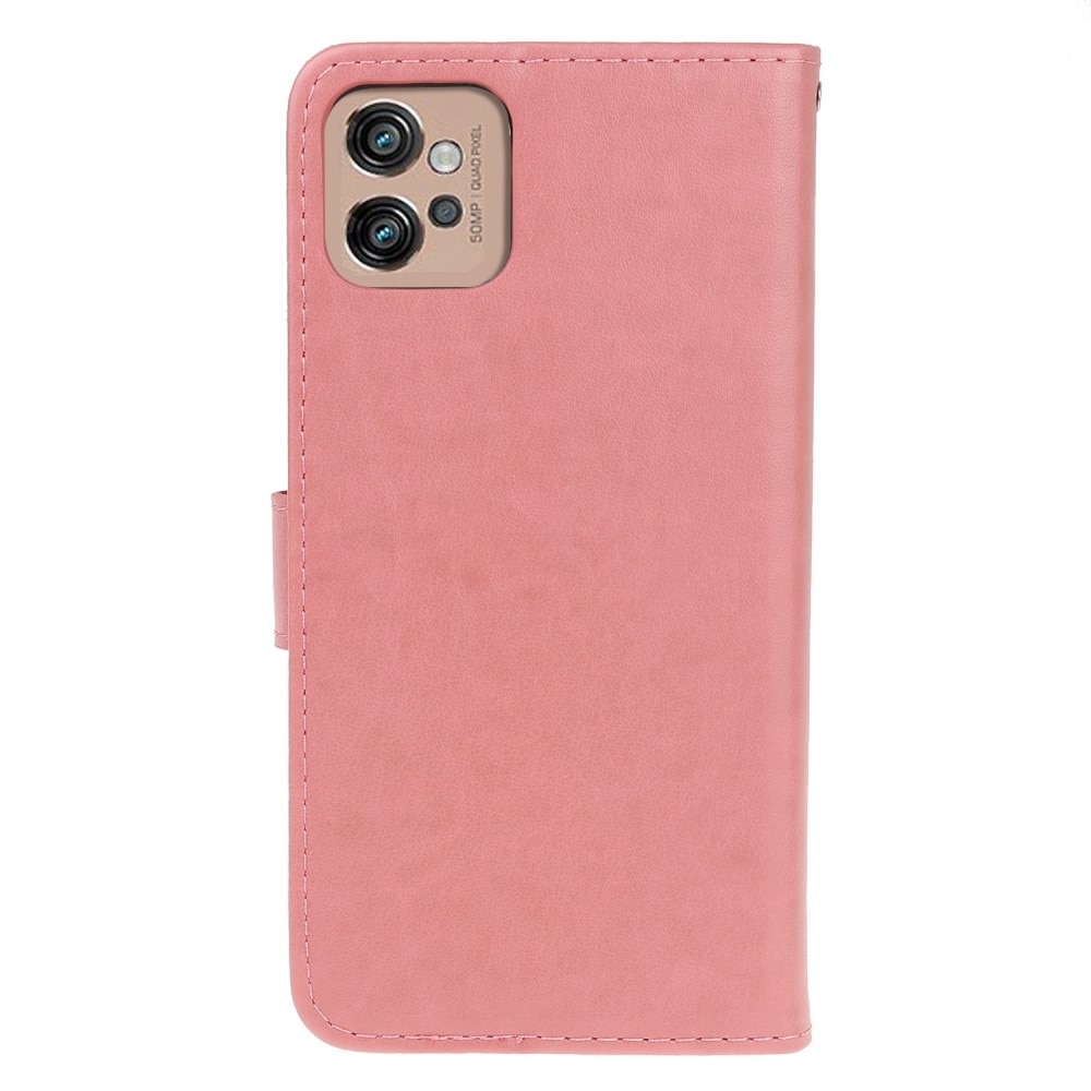 Motorola Moto G32 Leather Cover Imprinted Butterflies Pink