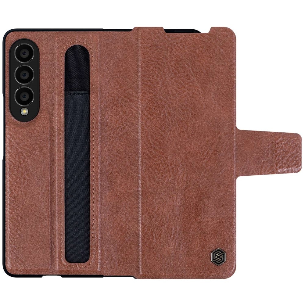 Samsung Galaxy Z Fold 4 Leather Case with Pen Slot Brown