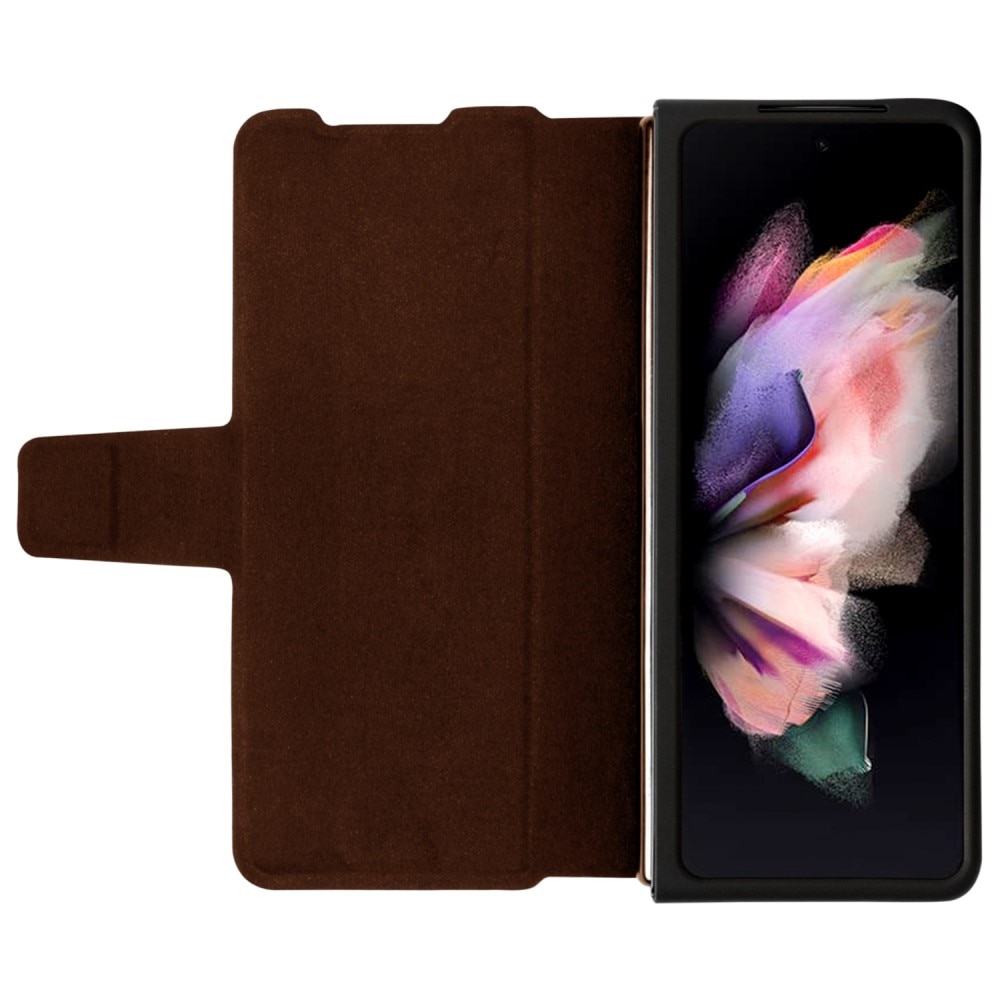 Samsung Galaxy Z Fold 4 Leather Case with Pen Slot Brown