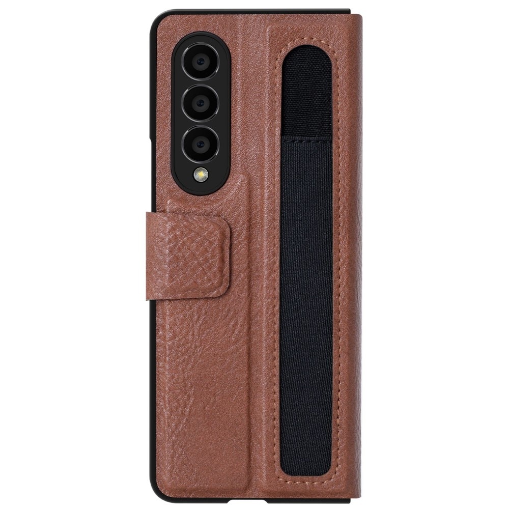 Samsung Galaxy Z Fold 4 Leather Case with Pen Slot Brown